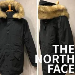 ノースフェイス　ブラックダウンジャケット　メンズL ファー付き　.265