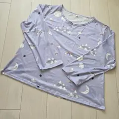 パジャマ 長袖 月 星 雲 柄 ラベンダー 上だけ SHEINのサムネイル