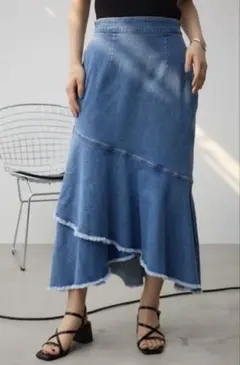 【AZUL BY MOUSSY】 カシュクールフレアマーメイドデニムスカート