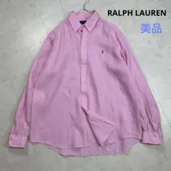 〈美品〉RALPH LAUREN【XXL相当】リネンボタンダウンシャツ ピンク
