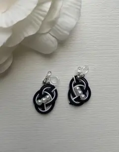 #1575 水引アクセサリー　あわじ結び　ノンホールピアス　イヤリング