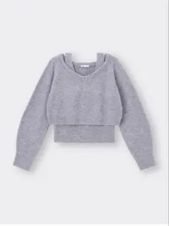 年末セール！！GU 薄紫 Vネック クロップドセーター2XL 大きいサイズ