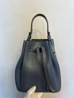 【フルラ】ダークブルー レザー ハンドバッグ