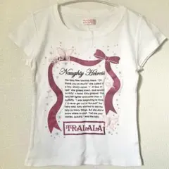 TRALALA トゥララ　Tシャツ　半袖　リボン　蝶々　ホワイト　M