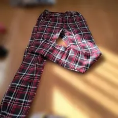 赤と黒のチェック柄 長ズボン XL