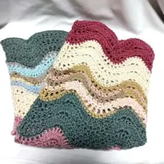 シェブロン編みブランケット　マルチカバー　ハンドメイド