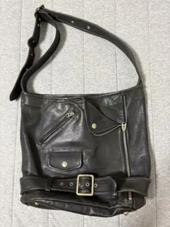 beautiful people ライダース レザーショルダーバッグ