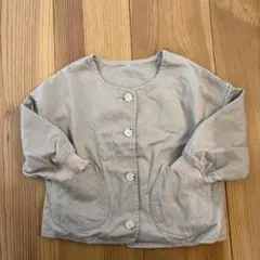 ベージュ ボタン付きジャケット 90 100%cotton