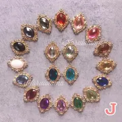 【Ｊ】ビジューセンターパーツ　ゴールド　オーバル キラキラ【匿名配送】