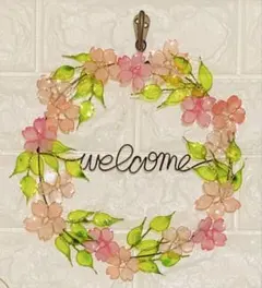 ワイヤークラフト針金アート　インテリアグリーンウォールデコ桜　春　welcome