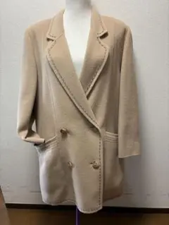 ウール混合 ダブルブレスト ピーコート ベージュ