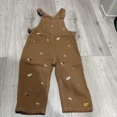 ZARA ブラウン 花柄刺繍 オーバーオール 98cm