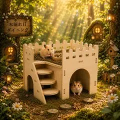 우든 햄스터 하우스 밀 2층 PawPalz 우든 선빔 다이닝