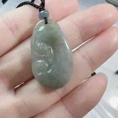 R1-0306天然本翡翠《本物保証》「如意」翡翠ペンダント ネックレス