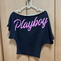 PLAYBOY missguided オフショルダー Tシャツ　ブラックのサムネイル