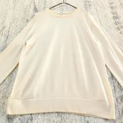 a1133【美品】ユニクロ　メリノクールネックセーター　L　クリーム色　薄手