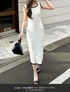 KOBE LETTUCE 岡部あゆみさんコラボ　ノースリーブ ニットワンピース