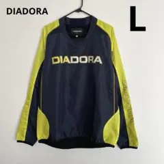 ディアドラ ピステ ウインドブレーカー ロゴ 紺 黄 L 裏地あり サッカー
