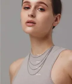 CENE 1mmスネークチェーンネックレス【34cm 39cm 2点セット】