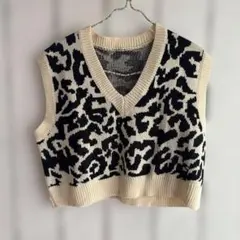 シーイン　SHEIN ニットベスト　レオパード柄　L