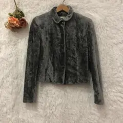 ★クリツィア★ベロア 長袖 ジャケット 【M】 ショート丈 イタリア製 グレー