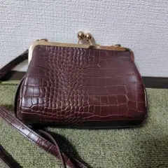 がま口ショルダーバッグ ダークブラウン