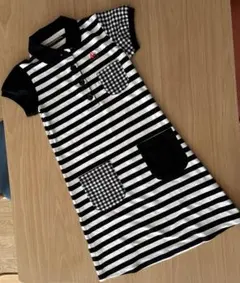 ルコックスポルティフ☆M☆ゴルフ半袖ワンピ☆ロゴ刺繍☆ボーダー☆白黒