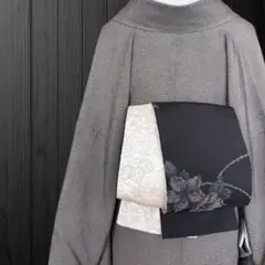 着物反物* 大島紬焦茶と灰色 大人の兵児帯 半幅帯 長尺465cm - メルカリ