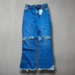 ZARA ザラTRAFALUC ダメージフレアデニムパンツ 36 マウジー