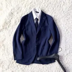 美品>TAGLIATORE ヴェスビオ ネイビー ウールジャケット サイズ44