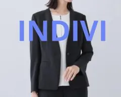 INDIVI 洗えるスーツ　ノーカラージャケット　ベーシック　上品　セレモニーのサムネイル