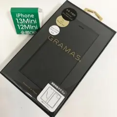 【本革】 GRAMAS iPhone13mini12mini手帳型BLK3673