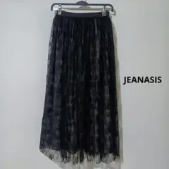 美品 2WAY ジーナシス チュールレイヤード チェックロングスカート花柄レースのサムネイル