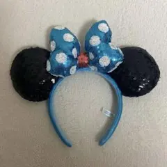 ディズニー　カチューシャ　スパンコール　リボン　ミニー