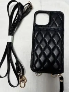 ブラック キルティングデザイン iPhone15ケース