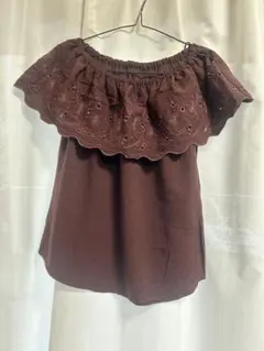 GU ブラウン オフショルダー ノースリーブ