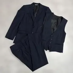 【極美品】renoma レノマ 3ピース スーツセットアップ A4 ベスト 紺