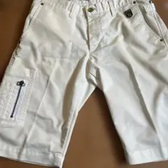 メンズゴルフ　ハーフパンツ　エドウィン　ホワイト