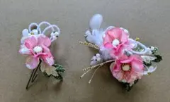 ピンク花飾り 髪飾り 和装小物