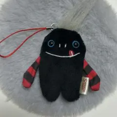 モケケ チモッケ ストラップ ネルクロ ぬいぐるみ 黒 赤ボーダー