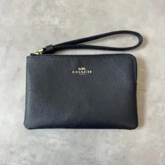COACH Corner Zip Wristlet Pouch Navy