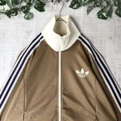 美品 adidas アディダス アディカラー トラックジャケット ブラウン XL