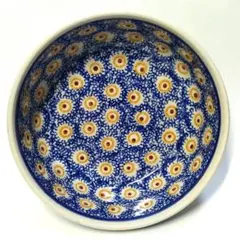 レア（貫入有）丼 ボウル ポーリッシュポタリー 水色フラワー - メルカリ