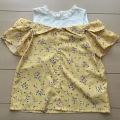 イエローフラワープリントオフショルダーシャツ　140