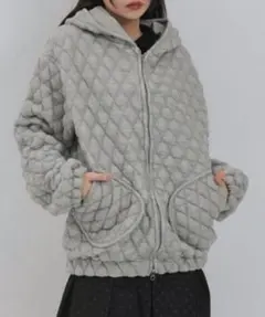 enewdnina soft quilting hoodie gray