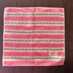 未使用）courrèges ピンク ストライプ タオルハンカチ/ハンドタオル
