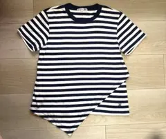 JW ANDERSON ネイビー/ホワイト ストライプ Tシャツ Mユニクロ