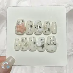 ネイルチップ つけ爪 韓国 レース 星 ドット ウィッシュコア バレエコア