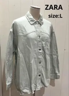 ザラ zara オーバーサイズジャケット ミントグリーン シャツ 長袖 L