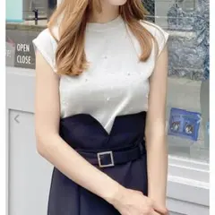 パール装飾ノースリラメニット　INGNI